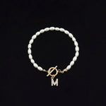 Load image into Gallery viewer, Classy Pearl Clasp Letter Initial Bracelets