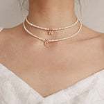 Load image into Gallery viewer, Classy Pearl Dainty Initial Letter Necklace