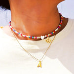 Load image into Gallery viewer, Colorful Beaded Initial Choker Necklace
