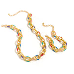 Load image into Gallery viewer, Colorful Chain Bracelet and Necklace Set