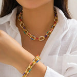 Load image into Gallery viewer, Colorful Chain Bracelet and Necklace Set