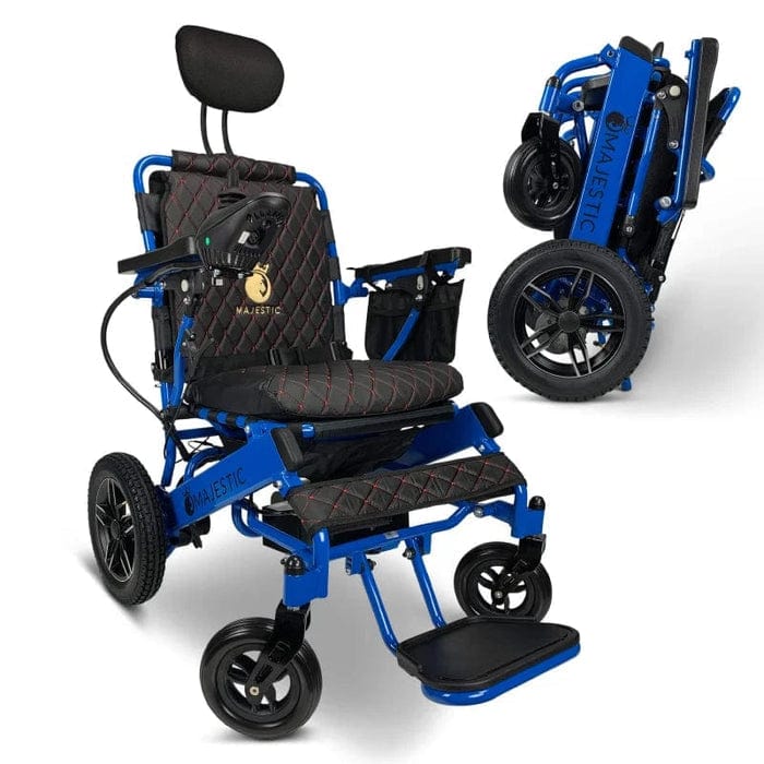 COMFYGO Power Wheelchair Blue ComfyGo Majestic IQ-8000 Remote Controlled Folding Lightweight Electric Wheelchair- CGMI8RCFLEW