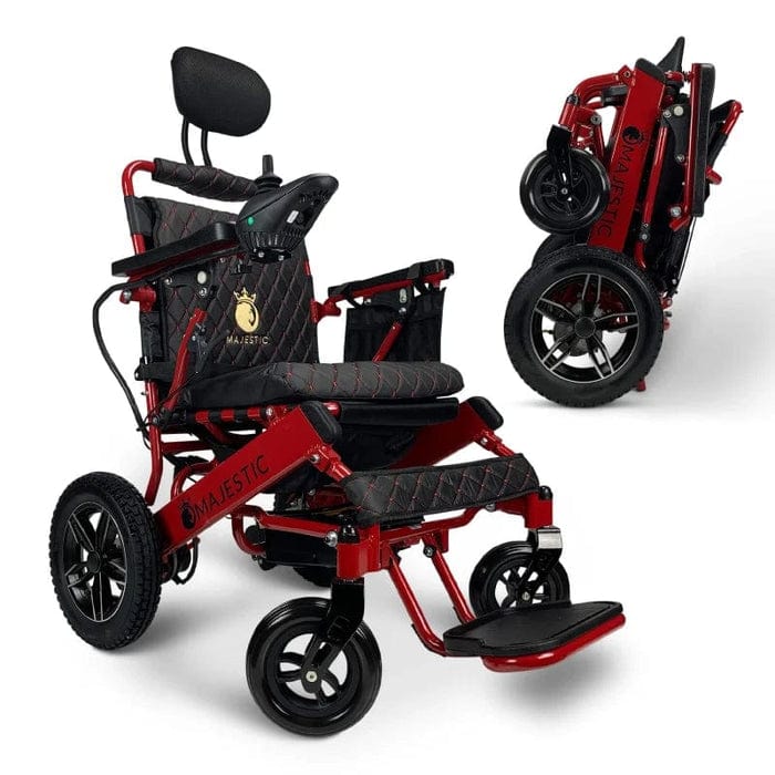 COMFYGO Power Wheelchair Red ComfyGo Majestic IQ-8000 Remote Controlled Folding Lightweight Electric Wheelchair- CGMI8RCFLEW