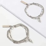 Load image into Gallery viewer, Couples Magnetic Heart Cuban & Paperclip Chain Bracelet Set