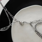 Load image into Gallery viewer, Couples Magnetic Heart Cuban & Paperclip Chain Bracelet Set