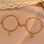 Load image into Gallery viewer, Couples Magnetic Heart Sun & Moon Bracelet Set