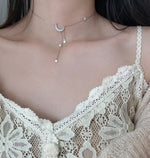 Load image into Gallery viewer, Crescent Moon Dangling Star Necklace