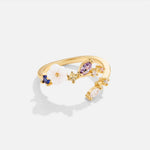 Load image into Gallery viewer, Leah Crystal White Floral Gold Ring