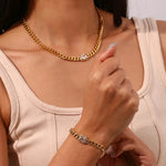 Load image into Gallery viewer, Cuban Chain Square Cut Diamond Choker and Bracelet