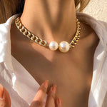 Load image into Gallery viewer, Cuban Link Chain Pearl Ends Necklace