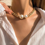Load image into Gallery viewer, Cuban Link Chain Pearl Ends Necklace