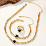 Load image into Gallery viewer, Cuban Square Diamond Necklace, Bracelet, and Ring Set
