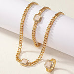 Load image into Gallery viewer, Cuban Square Diamond Necklace, Bracelet, and Ring Set