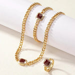 Load image into Gallery viewer, Cuban Square Diamond Necklace, Bracelet, and Ring Set