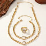 Load image into Gallery viewer, Cuban Square Diamond Necklace, Bracelet, and Ring Set