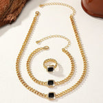 Load image into Gallery viewer, Cuban Square Diamond Necklace, Bracelet, and Ring Set
