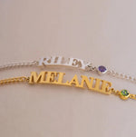 Load image into Gallery viewer, Customized Name with Birthstone Chain Bracelet