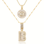 Load image into Gallery viewer, 2pc 14k Diamond Letter Initial Necklaces