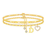 Load image into Gallery viewer, 2pc 14k Letter Initial & Diamond Heart Anklet
