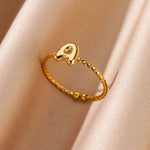 Load image into Gallery viewer, Dainty Adjustable Bubble Letter Initial Ring