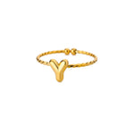 Load image into Gallery viewer, Dainty Adjustable Bubble Letter Initial Ring