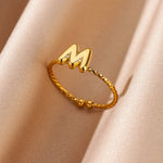 Load image into Gallery viewer, Dainty Adjustable Bubble Letter Initial Ring