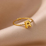 Load image into Gallery viewer, Dainty Adjustable Bubble Letter Initial Ring