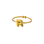 Load image into Gallery viewer, Dainty Adjustable Bubble Letter Initial Ring