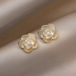 Load image into Gallery viewer, Dainty Blanc Camellia Floral Necklace, Earrings, Ring Jewelry