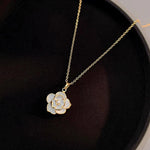 Load image into Gallery viewer, Dainty Blanc Camellia Floral Necklace, Earrings, Ring Jewelry