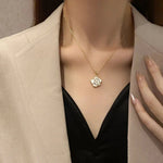 Load image into Gallery viewer, Dainty Blanc Camellia Floral Necklace, Earrings, Ring Jewelry