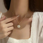 Load image into Gallery viewer, Dainty Blanc Camellia Floral Necklace, Earrings, Ring Jewelry