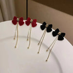 Load image into Gallery viewer, Dainty Bow Gold Dangle Earrings
