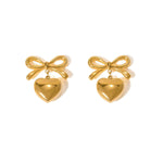 Load image into Gallery viewer, Dainty Bow Heart Earrings