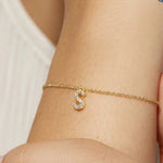 Load image into Gallery viewer, Dainty Chain Diamond Initial Bracelet