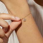 Load image into Gallery viewer, Dainty Chain Diamond Initial Bracelet