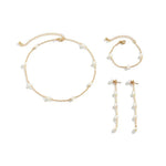 Load image into Gallery viewer, Dainty Chain Pearl Bracelet, Necklace, and Earring Set