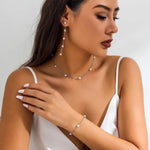 Load image into Gallery viewer, Dainty Chain Pearl Bracelet, Necklace, and Earring Set