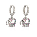 Load image into Gallery viewer, Dainty Colorful Diamond Elephant Outline Earrings