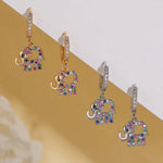 Load image into Gallery viewer, Dainty Colorful Diamond Elephant Outline Earrings