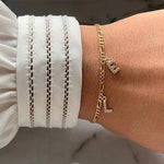 Load image into Gallery viewer, Dainty Cuban Figaro Chain Letter Initial Bracelet