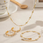 Load image into Gallery viewer, Dainty Daisy Floral Bracelet Necklace and Earrings Set