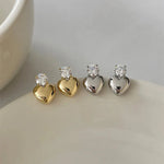 Load image into Gallery viewer, Dainty Diamond Heart Stud Earrings