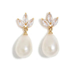 Load image into Gallery viewer, Dainty Diamond Leaf Pearl Earrings