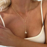 Load image into Gallery viewer, Dainty Diamond Letter Initial Lariat Necklace