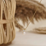 Load image into Gallery viewer, Dainty Diamond Pearl Necklace