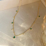 Load image into Gallery viewer, Dainty Emerald Aurora Necklace