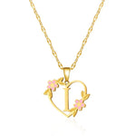 Load image into Gallery viewer, Dainty Floral Accented Heart Letter Initial Necklace