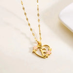 Load image into Gallery viewer, Dainty Floral Accented Heart Letter Initial Necklace