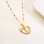 Load image into Gallery viewer, Dainty Floral Accented Heart Letter Initial Necklace